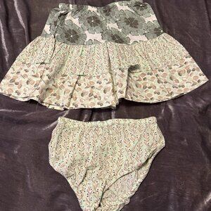 Vintage Y2K 2005 Baby Gap Tiered Floral Ruffle Skirt with Bloomers 4T